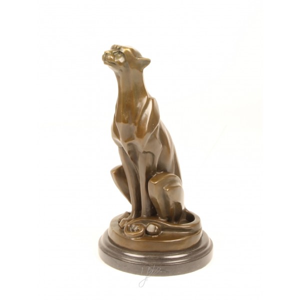 Bronzen beeld zittende cheetah